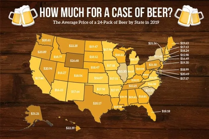 cost of beer in each state graphic