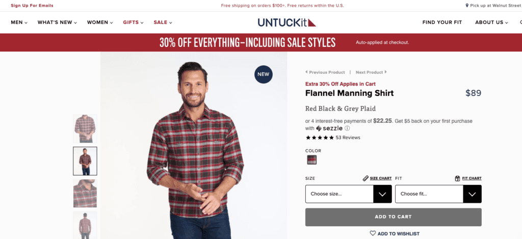 UntuckIt Flannel Manning Shirt Product 