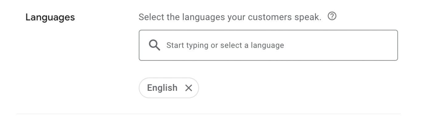 Google Ads Language Settings