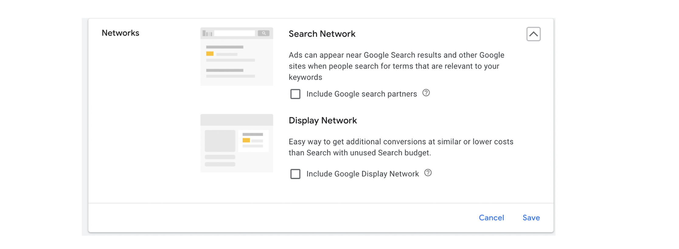 search partners and display network