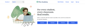 Khan Academy landing page
