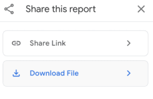 the option buttons for either sharing a link or downloading a file of data 