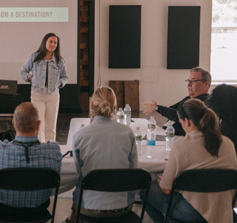 Mae Bodine Hosting a Focus Group