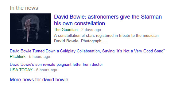 David Bowie in the news