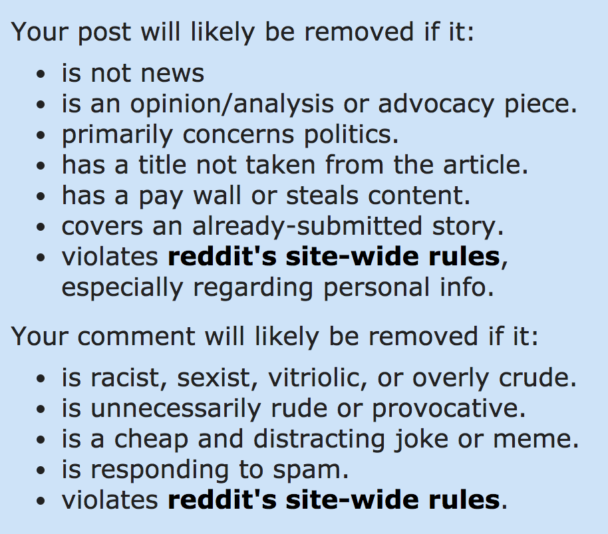 Subreddit rules for content marketing