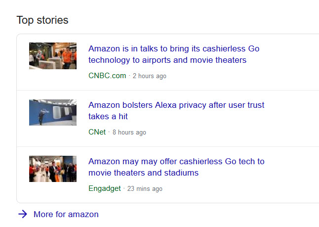 Universal Search Results top Stories