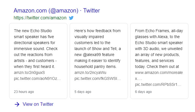 Universal Search Results Twitter