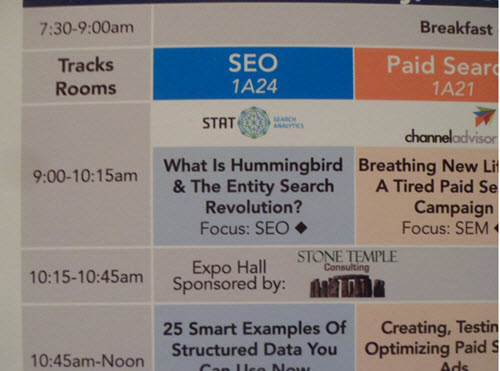 Part of the SMX East Schedule with my presentation 